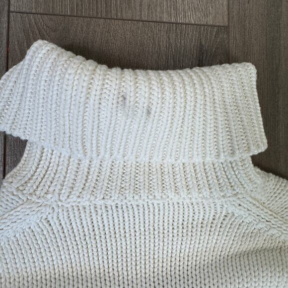 Madewell Ribbed Cotton Turtleneck Sweater WMNS S White Red Cabernet Stripe Knit - Picture 6 of 9